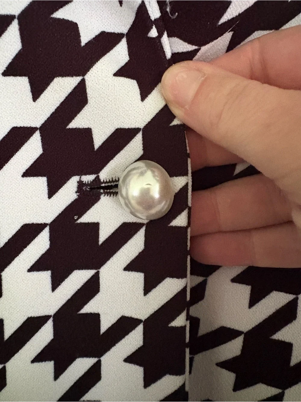 Black & White Houndstooth Tie-Neck Women's Blazer